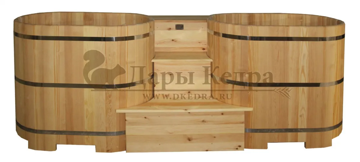 Двойная овальная купель для бани из кедра
