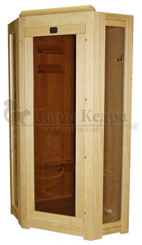 Деревянная угловая душевая кабина из кедра Деревянная угловая душевая кабина из кедра